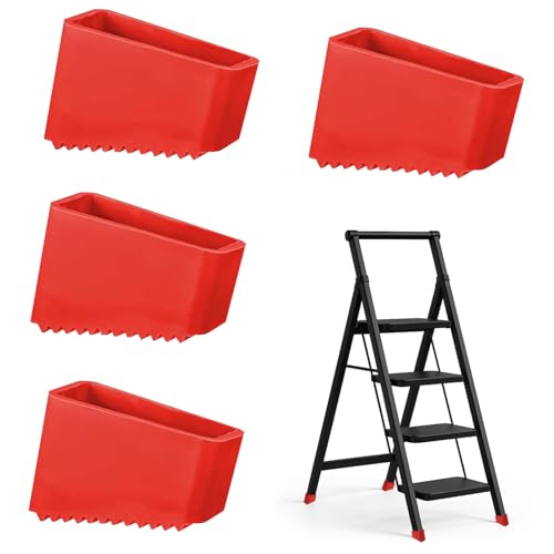 Patin Escabeau Universel, 4 Pièces Embout Pied Escabeau pour Sécurité et Stabilité, Patin Echelle de Remplacement Protection De Sol pour Échelles et...