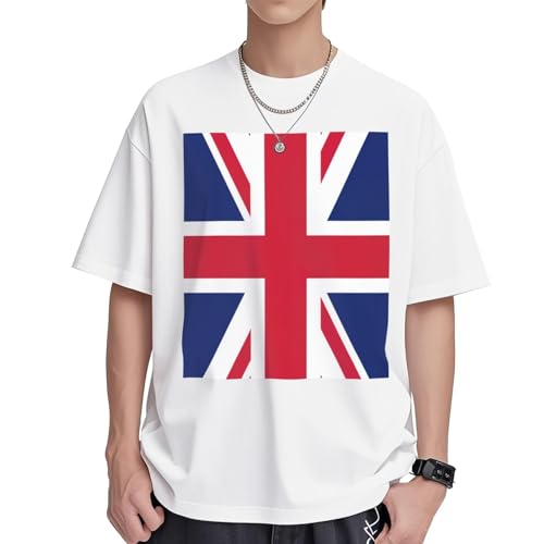 T-shirt drapeau britannique pour femme en coton à coupe ample et col rond