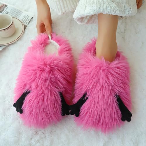 Fuzzy Faux Fur Slippers Women Men Faux Fur Slip on Slides Outdoor Funny Slippers Non-Slip Warm Home Sandals Shoes4