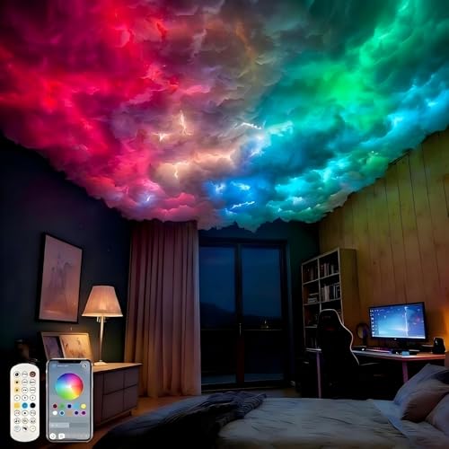 8.2 FT Cloud LED Lights for Ceiling USB 3D Thundercloud LED Light with Remote & App Upgraded (RGB+IC) Thunder Cloud Lights for Ceiling Atmosphere Creative Cloud Roof Light for Bedroom Gaming Room