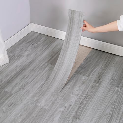 Dalles de sol autocollantes pour masquer carrelage usé lot de 25 dalles PVC gris