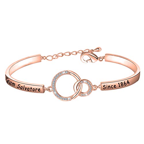 POTIY Vampire Fans Gift Vampire Diaries Inspired Jewelry Team Damon Stefan Salvatore Since 1864 Bracelet for Women Girls (Salvatore-Rose Gold)