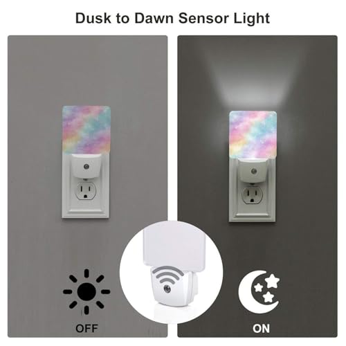 Image of Rainbow Colorful LED Plug-in Night Light 2-Pack, Auto Sensor Nightlights Set of 2 for Bedroom Bathroom Corridors