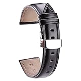 Bandfarbe: Braun und Schwarz REDCVBN Leder Uhrenarmband Uhrenarmbänder Schwarz Braun 18 19 20 21 22 24mm Damen Echtes Leder Uhrenarmband Strap Handgelenk Gürtel Armband Faltschließe