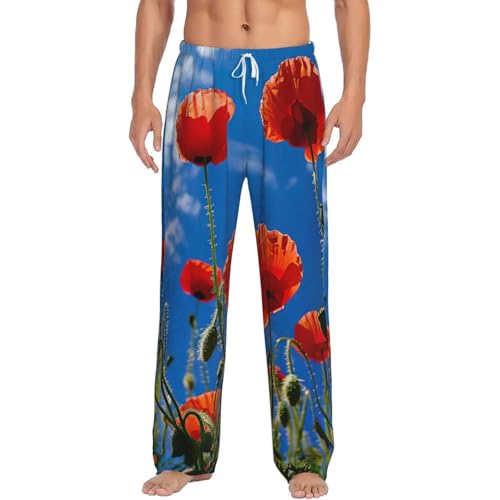 Pantalon de pyjama homme coquelicots en tissu doux et confortable