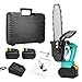 TTLIFE - Sierra de cadena inalámbrica de 900 W, cortadora manual pequeña, con batería de 21 V, con placa protectora, 2 pilas, para cortar jardines y granjas
