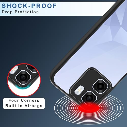 Image of CEDO Backcover for Oppo K14x / Oppo A6x (5G) | Camera Protection Bump Shockproof Edge | Ultra Hybrid Transparent Acrylic Clear TPU+PC Hard Backcase Cover (Black)