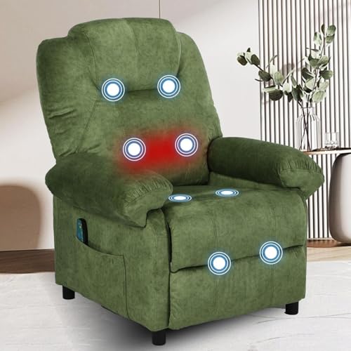 Pushback Massage Recliner Chair with Heat, Fabric Heated...