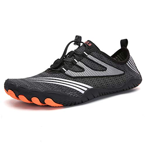 Ruick Mens Womens Water Shoes Aqua Shoes Swim Shoes Beach Sports Quick Dry Barefoot for Boating Fishing Diving Surfing with Drainage Driving Yoga Upstream (Black / 38)