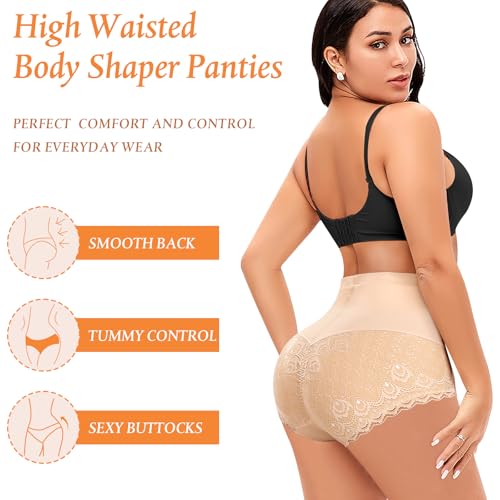 Image of Werena Tummy Control Shapewear Panties for Women High Waisted Shaping Underwear Lace Body Shaper Girdle