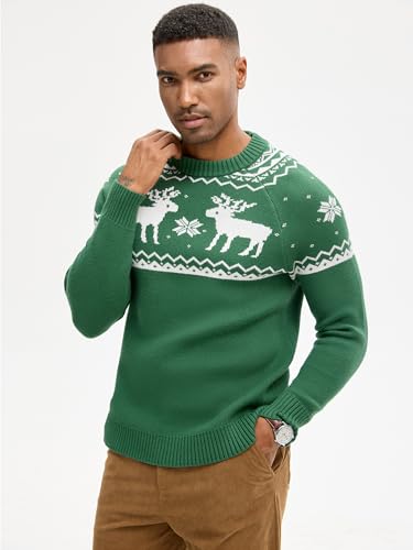 HOTake Men's Pullover Crewneck Sweater, Fair Isle and Christmas Pattern Available4