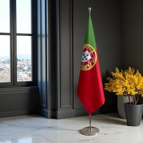 Drapeau Portugal avec mât et pied en inox pour lycée Code CN2-PT