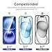 NEW'C 3 Pack Designed for iPhone 16, iPhone 15 Screen Protector (6.1 inches),Enhanced Tempered Glass Protection with easy installation tool included,Ultra Resistant