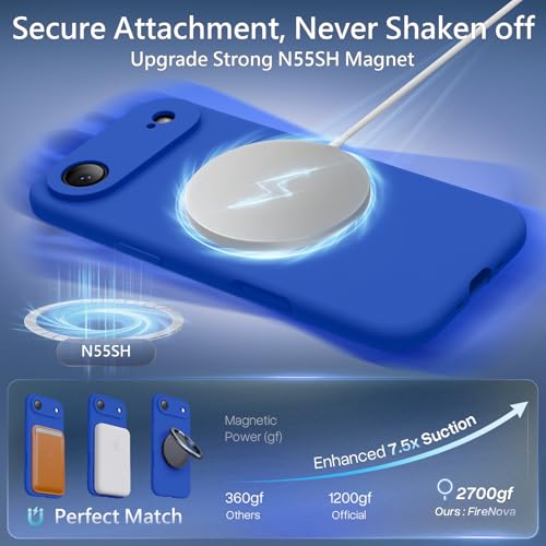 Image of FireNova Magnetic for iPhone Air Case, Compatible with MagSafe, [Integrated Silicone Camera Control Button] [Camera Protection] Microfiber Lining Phone Case for iPhone 17 Air, 6.5 inch, Klein Blue