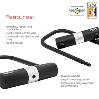 Burg-Wächter 40030 Sold Secure Gold D Lock 1580 HB 165/200, Black, Lightweight