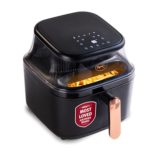 Pigeon by Stovekraft Healthifry 5.4L Digital Air Fryer | 1500W |See Through Glass Window|360° Rapid Air Circulation |80% Less Oil |Non-Stick Basket |Touch Control |Auto Shut-Off |2 Yrs Warranty |Black