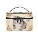Produktbild Bigjoke Make-up-Tasche, süße Katze, Schmetterling, Blume, tragbar, groß, Bedruckt, Kosmetiktasche, Organizer, Fächer für Mädchen und Frauen