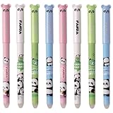 MOZXIRZ 8 Pcs Erasable Pens Cute Cartoon Erasable Pens Cartoon Panda Erasable Gel Ink Pens 0.5mm Smooth Writing Pens Office School Pens Women Girls Boys Pens (Panda-Black Ink)