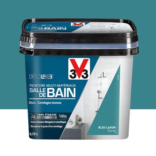 V33 Peinture Multi-Matériaux Salle de bain Deco Lab Bleu lagon 0,75 L