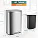 PayLessHere 13.2 Gallon(50L) Trash Can, Fingerprint Proof Stainless Steel Kitchen Garbage Can with Removable Inner Bucket and Hinged Lids, Pedal Rubbish Bin for Home Office