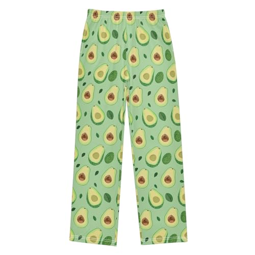 Simple Green Avocado Prints Pajama Pants Lounge Sleep Pants Elastic Waist Long Pajama Bottoms with Pockets for 6-14 Years