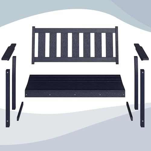 Image of 50 inch Poly Lumber HDPE Outdoor Bench 2-Person Patio Seating, Navy Blue