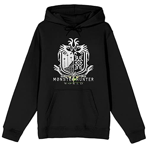 Menâ€™s Black Packed Shirt, Monster Hunter World Emblem Hoodie-XXL