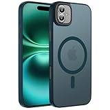 ORDA Funda para iPhone 16, compatible con MagSafe, magnética para iPhone 16, parte trasera translúcida, delgada, a prueba de golpes, azul oscuro
