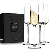 Champagne Flutes Set of 4, Premium Stemmed Crystal Champagne Glasses – Exquisite Craftsmanship – Ide