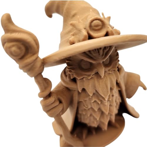 Wizard Owl Figurine – Fantasy Owl with Hat, Beard & Staff