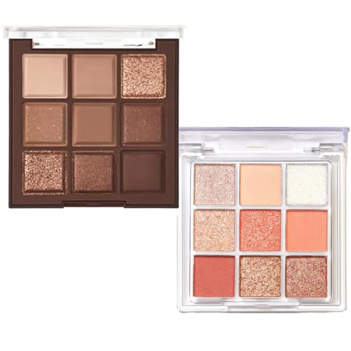 FENQURO 2 Pcs Professional Makeup Paleta de Sombras de Ojos Ultimate Shadow Palette, 18 sombras ultra-pigmentada, Larga duración, Fórmula Vegana, Warm Neutrals