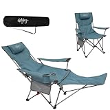 #WEJOY 2-in-1 campingstoel, opvouwbaar met voetensteun, gevoerde ligstoel met verstelbare rugleuning, relaxstoel, ligstoel met bekerhouder, ligstoel voor outdoor, camping, cyaan