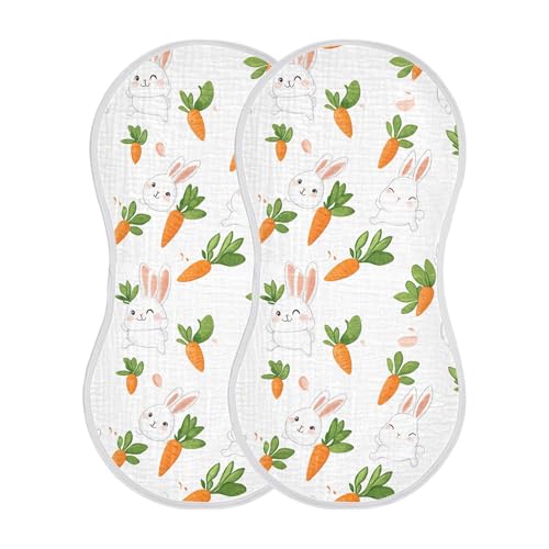 xigua Cute Rabbits and Carrots Baby Burp Cloths for Newborn Boys and Girls 4 Pack, Soft & Absorbent Cotton Baby Burp Cloth, Baby Washcloths, Newborn Towel, Burp Rags2