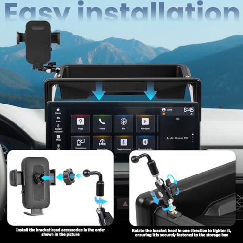 Image of Car Phone Holder Compatible with Honda Accord 2023-2025 Accessories 12.3-Inch Screen Fixed Clip, Phone Mount with Dash Organizer Tray Dashboard Storage Box Hands-Free 360 Rotation (Not for LX /EX /SE)