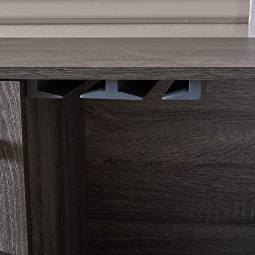 Christopher Knight Home Lochner Mid-Century Faux Wood Wine And Bar Cabinet, Black / Sonoma Grey Oak Finish #TOP5