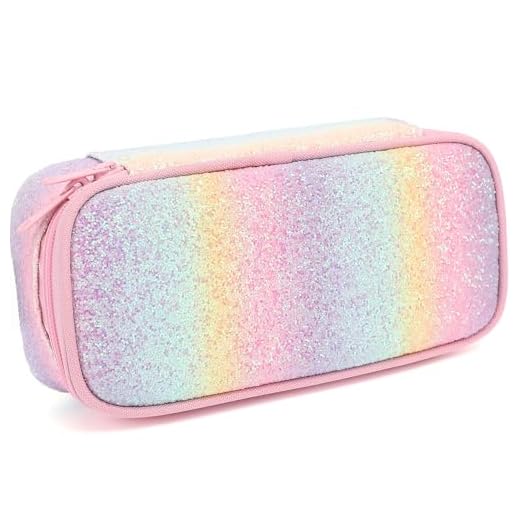 FlowFly Pencil Case for Girls Boys, Large Capacity Pencil Pouch for Kids, Portable Soft Pen Bag for Teen, Glitter