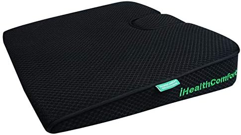 iHealthComfort Portable Large Wedge Seat Cushion Orthopedic Memory Foam Wellness Car Seat Office Chair Cushion Pad(19.7×17.7in)