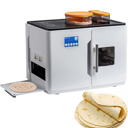 LQQYJSM Fully Automatic Roti Maker 1.0 mm to 1.5 mm Thickness Adjust, Electric Chapati Tortilla Pancake Flatbreads Pita Making Machine, One Key to Make 20 Pcs/One Time for Perfect Indian Roti,110V