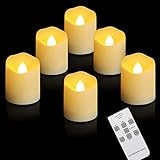 ZIYOUDOLI 6/9 Stück LED Teelichter Flackernde Flamme , Kerzen Flammenlose Teelicht mit Timer Fernbedienung ,6 Stunden An und 18 Stunden Aus,CR-2450 Batteriebetrieben Kerzen, 260 Tunden [ Warmweiß]