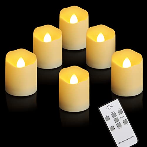 ZIYOUDOLI 6/9 pièces Bougies LED Bougies à flamme vacillante Bougies sans flamme avec télécommande Minuterie 6 heures allumées et 18 heures éteintes Bougies avec pile CR-2450 260 heures Cover