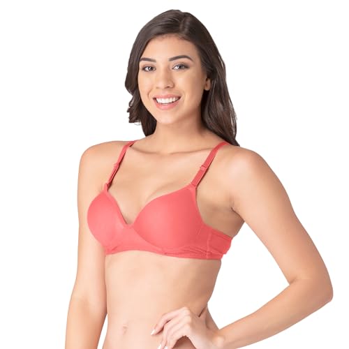 Image of Komli - Heavily Padded Push-Up Bra - Cotton Rich - Balconette - 3 /4th Coverage, Seamless, Wireless, Multiway Straps - T-Shirt Bra
