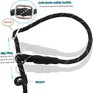   BTINESFUL-10FT-15FT-20FT-Anti-Choke-Slip-Lead-Dog-Leash-Reflective-13-Rope-Leash-Long-Training-Lead-for-Small-Medium-Dogs-Black