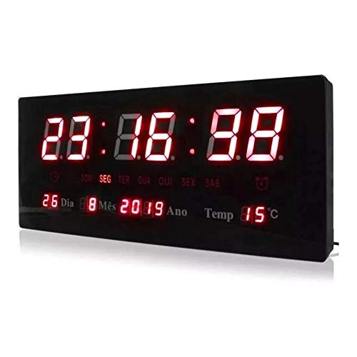 Relógio Parede Digital Led Termometro Calendario Lelong LE-2111  