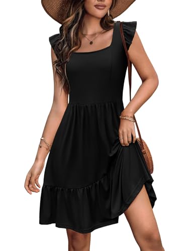 Zeagoo Damen Sommerkleid Knielang Blumendruck Strandkleid Knielang...