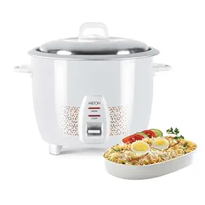 MILTON Euroline Prime 1.8 Liter Electric Rice Cooker With Additional Cooking Bowl, 700 Watt, White