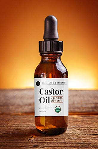 Organic Castor Oil (4Oz), Usda Certified, 100% Pure, Cold Pressed, Hexane Free By Kate Blanc. Stimulate Growth For Eyelashes, Eyebrows, Hair. Skin Moisturizer & Oil Cleanse With Starter Kit #TOP2