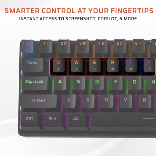 Image of EvoFox Katana S Mini Wired Mechanical Keyboard | Hot-Swappable Silent Red Switches | 68-Key Compact Layout | Vivid Rainbow Backlighting | 1000Hz Polling Rate, All Keys Anti-Ghosting (Black)