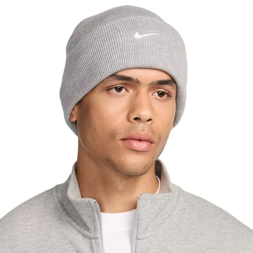 Nike Unisex Peak Tc Swsh F24 L Beanie-Mütze, Dk Grey Heather/White, Einheitsgröße