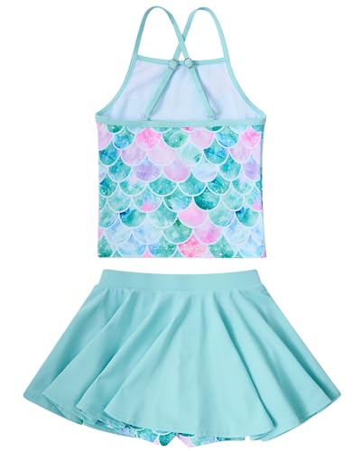 Image of Girls Tankini Swimsuit Two Piece Bathing Suit with Adjustable Strap 3-13 Years