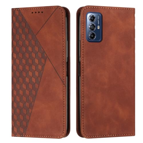 Housse cuir Motorola Moto G Play 2024 étui portefeuille magnétique marron protection